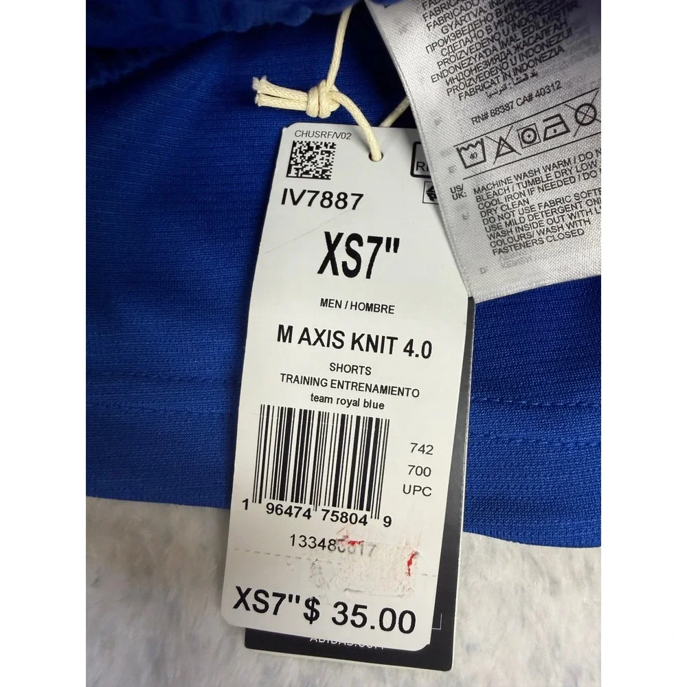 Adidas Mens Axis Knit‎ 4.0 Training Shorts Royal Blue IV7887 XS 7 Inch Inseam
